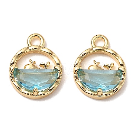Brass Micro Pave Cubic Zirconia Charms KK-A259-27G-02-1