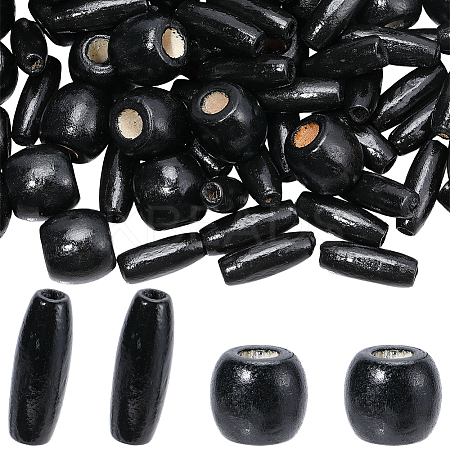 200Pcs 2 Styles Dyed Natural Wood Beads WOOD-PA0001-29A-1