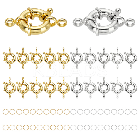 20Pcs 2 Colors Rack Plating Brass Spring Clasps KK-ME0003-47-1