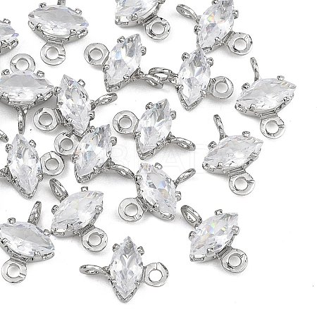 SHEGRACE Brass Pave Cubic Zirconia Horse Eye Connector Charms XGRQ2O435-436A-P-1