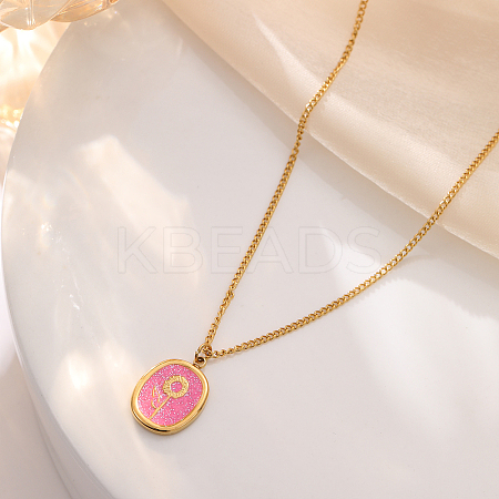 Sunflower 304 Stainless Steel Pendant Twisted Chain Necklaces GB8350-1