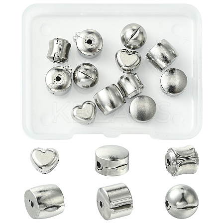 12Pcs 6 Styles 304 Stainless Steel European Style Clasps STAS-CJ0002-77-1