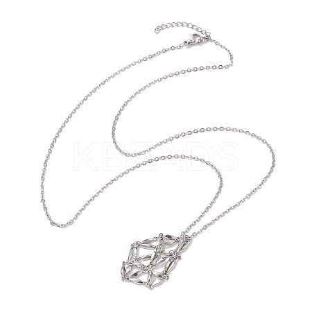 Crystal Stone Cage Pendant Necklaces NJEW-JN04756-03-1
