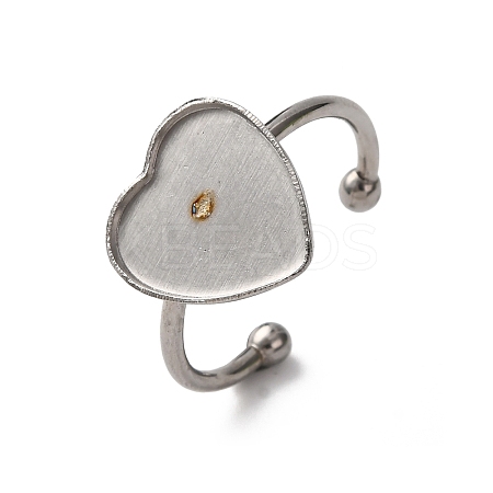 304 Stainless Steel Open Cuff Ring Components STAS-S134-01P-D02-1