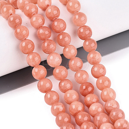 Natural Dyed Yellow Jade Gemstone Bead Strands G-R271-8mm-Y31-1