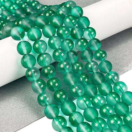 Frosted Transparent Glass Bead Strands GLAA-P065-8mm-14-1