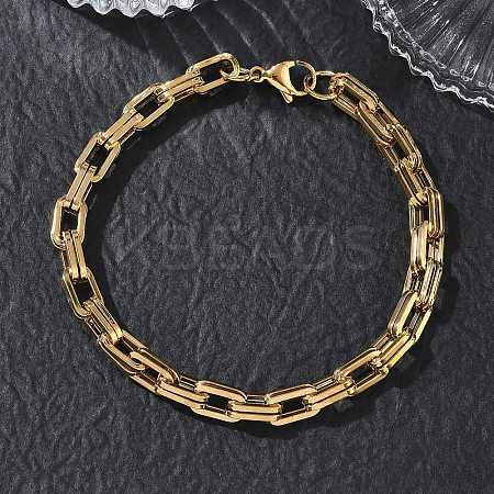 304 Stainless Steel Double Rectangle Link Chain Bracelets SA-CBA2696-05G-1