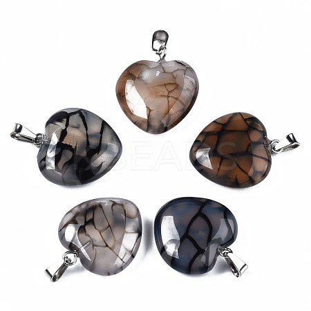 Natural Dragon Veins Agate Pendants G-N0325-14B-1