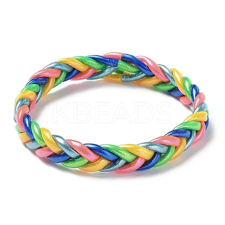 Sparkling Plastic Cord Braided Stretch Bracelets BJEW-R313-04A-1