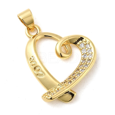 Rack Plating Brass Micro Pave Cubic Zirconia Pendants KK-P241-02G-1