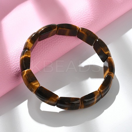Natural Tiger Eye Bead Stretch Bracelets for Women Men BJEW-C097-02C-1