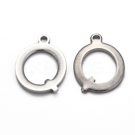 Tarnish Resistant 304 Stainless Steel Alphabet Charms STAS-H122-Q-P-1