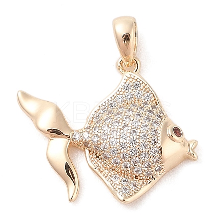 Brass Micro Pave Clear Cubic Zirconia Pendants KK-S388-10G-1