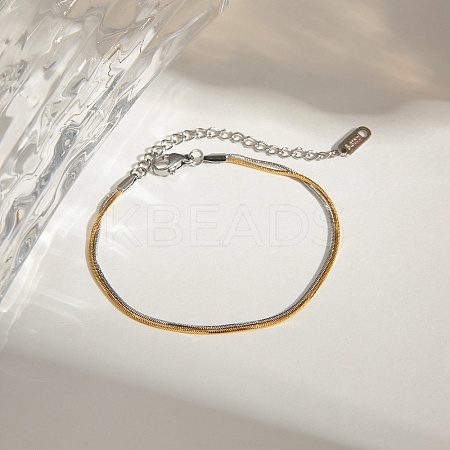 304 Stainless Steel Snake Chain Bracelets for Women BJEW-Z108-01GP-1