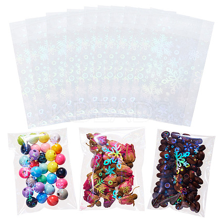 50Pcs Double Face Laser Rectangle PE Cellophane Bags ABAG-TAC0013-14A-1