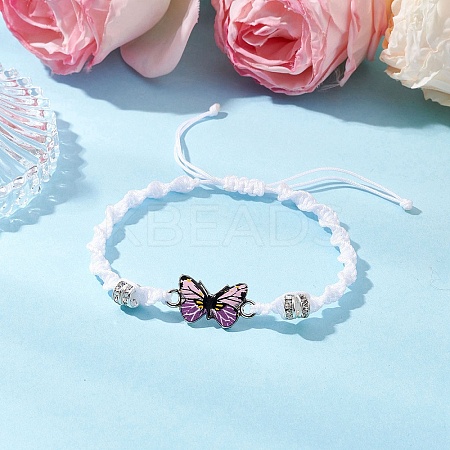 Butterfly Alloy Enamel Link Bracelets BJEW-JB11722-02-1