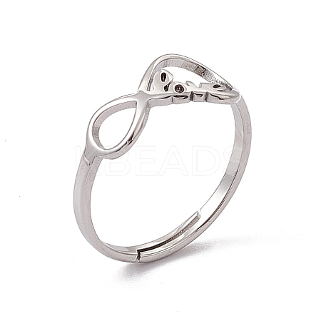 Non-Tarnish 201 Stainless Steel Infinity Love Adjustable Ring for Women RJEW-C045-03P-1
