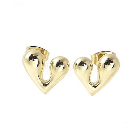 Rack Plating Brass Heart Stud Earrings for Women EJEW-Q780-11G-1