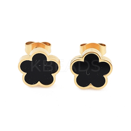 Flower Resin Stud Earrings EJEW-K281-01G-03-1