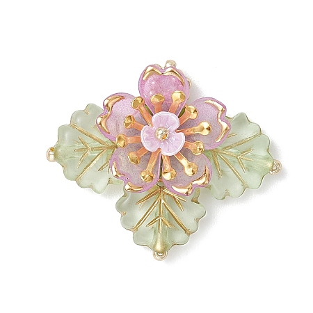 Brass Glass Seed Beaded Flower Pendants PALLOY-MZ01118-03-1