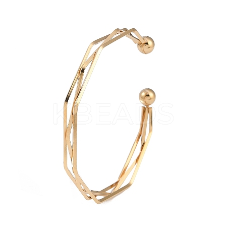 Ion Plating(IP) 304 Stainless Steel 3 Line Open Cuff Bangles for Women BJEW-S155-01G-1