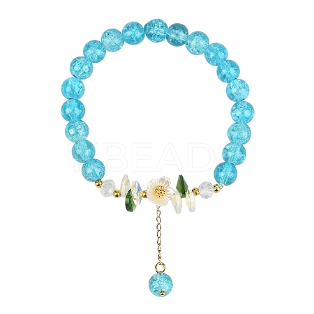 Glass Bead Charm Bracelets BJEW-YW00007-03-1