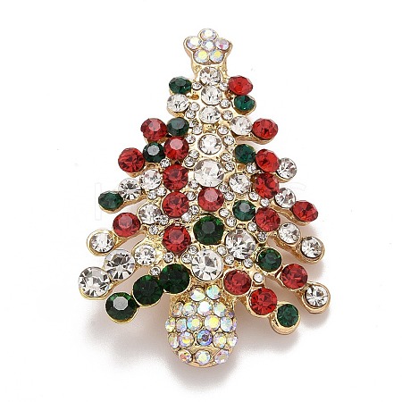 Colorful Christmas Tree Rhinestone Brooch LS-JEWB-A004-10G-1