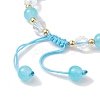 Flower Glass & Acrylic Braided Bead Adjustable Bracelets for Women BJEW-JB10446-01-4