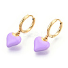 Ion Plating(IP) Enamel Heart Dangle Hoop Earrings EJEW-T018-01C-2
