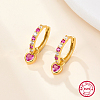 Real 18K Gold Plated 925 Sterling Silver Dangle Hoop Earrings BK3514-3-2