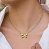 304 Stainless Steel Bowknot Pendant Paperclip Chain Necklaces for Women WQ2768-1
