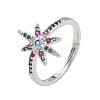 Brass Micro Pave Cubic Zirconia Finger Rings for Women RJEW-D322-03P-4