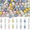 96Pcs 8 Styles Glass Pearl Connector Charms PALLOY-FS00065-1