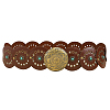 Western Retro PU Leather & Resin Imitation Gemstone Disc Chain Belts with Alloy Buckles AJEW-WH20064-21-1