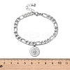 304 Stainless Steel Flat Round with Hamsa Hand Charm Bracelets BJEW-A036-13P-5
