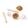 15Pcs 3 Style PU Leather & Theaceae Wood Baseball Exercise Pendants FIND-TA0001-65-2