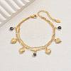 Brass Sweet Romantic Blue Evil Eye Heart Pendant Anklets for Women's Gift CA3994-3