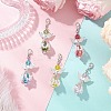 Angel Glass & ABS Plastic Imitation Pearl Pendant Decorations HJEW-JM03521-02-1