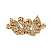 Rack Plating Brass Micro Pave Cubic Zirconia Couple Swan Connector Charms KK-Z070-13G-1