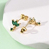 Brass Micro Pave Cubic Zirconia Horse Eye Dangle Stud Earrings EJEW-S280-02G-3