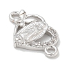 Rack Plating Brass Micro Pave Clear Cubic Zirconia Religion Heart Virgin Mary Connector Charms KK-L224-099P-01-2