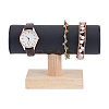 T-Shaped Bar PU Leather Bracelet Display Stands with Wooden Base AJEW-WH0471-127A-1