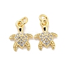 Brass Micro Pave Clear Cubic Zirconia Charms KK-Z044-14A-1