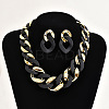 Alloy & CCB Plastic Curb Chain Necklace & Stud Dangle Earrings Sets FS-WG734CE-03-1