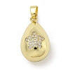 Rack Plating Brass Micro Pave Clear Cubic Zirconia Pendants KK-E114-02G-01-1