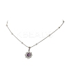 Natural Mixed Stone 304 Stainless Steel Sun Pendant Satellite Chain Necklaces NJEW-JN06501-3