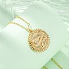 Brass Micro Pave Clear Cubic Zirconia Flat Round with Snake Pendant Necklaces NJEW-S438-02A-G-3