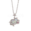 Brass Pave Cubic Zirconia with Imitation Pearl Heart Pendant Necklaces for Women FS-WG96657-08-2