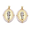 Brass with ABS Imitation Pearl Pendants KK-T070-16G-04-1