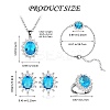 Cubic Zirconia Oval Pendant Necklace & Link Bracelet & Cuff Ring & Stud Earrings SJEW-SZC0001-01D-2